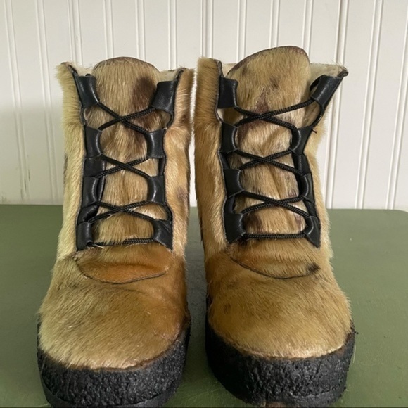 Vintage *Canada* Pajar Shearling & Fur Platform Boots - Picture 3 of 10